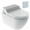 Geberit AquaClean Tuma Comfort Douchewc - spoelrandloos Wand geborsteld RVS afdekplaatje - met wandbediening - geborsteld wit glans SW809477