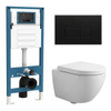 QeramiQ Dely Swirl Compact Toiletset - inbouwreservoir QeramiQ flush - 25mm zitting - metalen bedieningsplaat mat zwart- rechthoekige knoppen - glans wit SW1590595