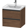 Duravit Ketho 2 Meuble sous-lavabo - 2 tiroirs - 58.4x45.5x54.9cm - poignées anthracite - noyer foncé mat SW772719
