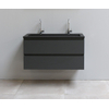 Basic Bella Meuble lavabo acrylique noir avec 2 trous de robinet 100x55x46cm Flat Pack Anthracite mat SW538785