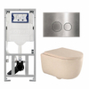 QeramiQ Dely Swirl Toiletset - 36.3x51.7cm - Geberit UP320 inbouwreservoir - met Burda frame - 35mm zitting - steel bedieningsplaat - ronde knoppen - mat beige SW1138596