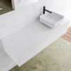 Mondiaz Lagom Meuble salle de bains 130x30.9x45cm Solid Surface Talc 1 tiroir avec lavabo BINX vasque à poser Droite 1 trou de robinet SW409084