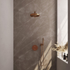 BRAUER Stripe Douche de tête thermostatique encastrée - 3 voies - ronde - SET 37 - pomme de douche 25cm - bras mural droit - douchette à main barre - flexible de douche - coude de raccord mural - cuivre brossé PVD SW1434935
