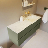 Mondiaz VICA-DLUX Ensemble de meuble de salle de bain - 130cm - meuble sous-vasque armée - 2 tiroirs - lavabo encastré nuage droite - sans trous de robinet - version haute de 60cm - opalo SW1086476