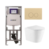 QeramiQ Dely Pack WC suspendu - 36.3x51.7cm - sans bride - bâti-support Geberit UP320 - abattant softclose - plaque de commande beige - boutons ronds - blanc mat SW1164818