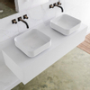 Mondiaz Lagom Meuble salle de bains 130x30.9x45cm Solid Surface Talc 1 tiroir avec lavabo BINX vasque à poser double Gauche et droite sans trous de robinet SW409114