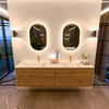 Mondiaz CIRO-DLUX Badkamermeubelset - 190x45x50cm - Solid surface wastafel Frappe - 2 wasbak Dubbel - 2 kraangaten - 4 lades - Oak SW1530786