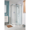 Simpsons Edge douchecabine kwartrond 100x100x195cm 1 schuifdeur zilver profiel helder glas SW21408
