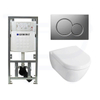 Villeroy en boch Subway 2.0 Inbouwset met wandclosetpot wit standaard zitting afdekplaat mat chroom SW21783 Villeroy en boch Subway 2.0 Inbouwset met wandclosetpot wit standaard zitting afdekplaat mat chroom SW21783