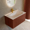 MONDIAZ KURVE-DLUX Meuble de salle de bains 80cm couleur Ruby avec 1 tiroir et 0 porte. Lavabo BIG SMALL Central 1 trou de robinet Meli. SW1431990