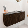 Mondiaz JOYA-DLUX Meuble de toilette 91,6cm - arrondi gauche couleur Walnut - Vasque FAYE position Droite 1 trou de robinet couleur Sombra. SW1424753