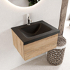 Mondiaz BUKLA Badkamermeubelset - 60x45x34cm - 1 kraangat - wasbak midden - solid surface - Urban - greeploos - 1 lade - Melamine - Washed Oak SW704789