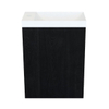 Arcqua Marble fontein – 40x22x54.5 cm – wit mat – zonder kraan – eiken frame zwart, met overloop SW909584