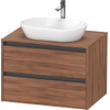 Duravit Ketho.2 Wastafelonderbouwkast - inclusief consoleplaat - met 2 laden - 80x55x56.8cm - met handgrepen antraciet - noten mat SW773099