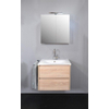Proline Comfort 46 meubelset bestaande uit onderkast 60cm incl. 2 laden, glazen wastafel incl. 1 kraangat en spiegelkast met 60x46cm Eiken SW22368