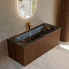 MONDIAZ KURVE-DLUX 110cm Meuble salle de bain - couleur Walnut - 1 tiroir - vasque BIG MEDIUM centre - 1 trou de robinet - couleur Lava SW1137275