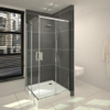 Saniclass Cansano douchecabine 80x80x203.5 hoekinstap incl douchebak 13.5cm helder glas chroom SW23950