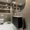 MONDIAZ TURE Kit lave-mains - 80x23x50cm - 0 trous de robinet - 2 portes - urban mat - Lavabo à droite - Solid Surface Blanc SW474906