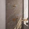 BRAUER Gold Edition douche thermostatique encastrée - 3 voies - rond - set 75 - douche principale de 20 cm - bras de douche courbé - douchette à main - flexible de douche - coude mural - or brossé PVD SW1159006