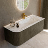 Mondiaz KURVE-DLUX Ensemble meuble de salle de bains - 115x46x40cm - 1 tiroir - 1 porte - vasque solid surface - droite - 1 trou de robinet - Shadow SW1414565