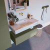 Mondiaz ALAN-DLUX Ensemble de meuble - 90cm - meuble Army mat - 1 tiroir - Lavabo Cloud Frappe suspendu - vasque Centre - 0 trous de robinet SW805387