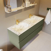 Mondiaz VICA-DLUX Ensemble de meuble de salle de bain - 130cm - meuble sous-vasque armée - 2 tiroirs - lavabo encastré nuage double - 2 trous de robinet - version haute de 60cm - glace SW1088118