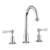Crosswater Belgravia Robinet de lavabo - haut - 3 trous - poignées blanches - vidage - chrome SW24297