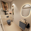 MONDIAZ TURE-DLUX Meuble toilette - 40cm - Dark Grey - EDEN - vasque Frappe - position gauche - 1 trou de robinet SW1102722