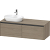 Duravit Ketho.2 Wastafelonderbouwkast - inclusief consoleplaat - met 2 laden - voor waskom links - 140x55x45.9cm - met handgrepen antraciet - eiken terra mat SW773020