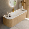 MONDIAZ KURVE-DLUX 130cm Meuble salle de bain avec module 25 G et D - couleur Oak - 1 tiroir - 2 portes - vasque BIG SMALL centre - 1 trou de robinet - couleur Opalo SW1137531