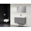 Saniclass New Future Florence Meuble salle de bain 100cm avec 2 trous pour robinetterie et miroir gris SW47817 Saniclass New Future Florence Meuble salle de bain 100cm avec 2 trous pour robinetterie et miroir gris SW47817