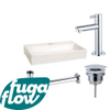 FugaFlow Eccelente Arredo fonteinset - 38x7x24cm - 1 kraangat - keramiek - fonteinkraan chroom - glans wit - Black Friday - SW1125301