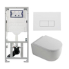 QeramiQ Dely Swirl Ensemble WC- 36.3x51.7cm - Fond creux - Sans bride - Réservoir encastré Geberit UP320 - Abattant de 35mm d'épaisseur - Plaque de commande en métal blanc mat - Boutons rectangulaires - Blanc mat SW1138645