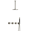 Hotbath Cobber @Work Regendoucheset - inbouw - 30cm plafondarm - 20cm ronde hoofddouche - staafhanddouche - Geborsteld nikkel SW678036
