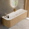 MONDIAZ KURVE-DLUX 145cm Meuble salle de bain avec module 25 G - couleur Oak - 1 tiroir - 1 porte - vasque BIG LARGE droite - 1 trou de robinet - couleur Frappe SW1137363