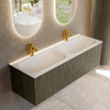 Mondiaz KURVE Ensemble de meubles de salle de bains - 140x46x40cm - 2 tiroirs - vasque solid surface - double - 2 trous de robinet - Shadow SW1414149