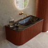 Mondiaz KURVE-DLUX Ensemble de meuble de salle de bains - 95x46x40cm - 1 tiroir - 1 porte - lavabo solid surface - droit - sans trou de robinet - Ruby SW1416075
