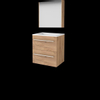 Basic-Line ensemble de meubles de salle de bain comfort 46 60x46cm avec poignées 2 tiroirs vasque acrylique 0 trous de robinetterie armoire de toilette mfc whisky oak SW351068