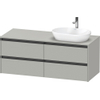 Duravit Ketho 2 meuble sous-vasque incluant plan console avec 4 tiroirs pour vasque à poser à droite 140x55x56.8cm avec poignées anthracite gris béton mat SW772676