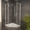 Adema Glass douchecabine vijfhoek met 1 draaideur 90x90x216cm helder glas inclusief douchebak 16cm afvoer en poten SW8180 Adema Glass douchecabine vijfhoek met 1 draaideur 90x90x216cm helder glas inclusief douchebak 16cm afvoer en poten SW8180