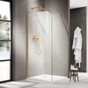 Fortifura Galeria Douche à l'italienne - 110x200cm - paroi en verre arrondie - verre clair - bras mural - laiton brossé PVD (Or) SW1420234