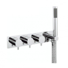 Crosswater Mike Pro Set de finition et partie encastrée avec 3 boutons avec inverseur et douchette à main avec flexible plaque vertical rectangulaire chrome SW31320 Crosswater Mike Pro Set de finition et partie encastrée avec 3 boutons avec inverseur et douchette à main avec flexible plaque vertical rectangulaire chrome SW31320