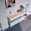 MONDIAZ ALAN - DLUX Badkamermeubelset - 120cm - onderkast - Clay - 2 lades - vrijhangende wastafel - wasbak links - 1 kraangat - Ostra SW807697