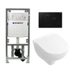 Villeroy & Boch O.novo Compact ensemble encastré avec WC suspendu à chasse profonde blanc abattant à fermeture douce plaque de commande noire SW46977