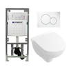 Villeroy & Boch O.novo Compact ensemble encastré avec WC suspendu à bride fermée blanc abattant softclose plaque de commande blanche SW66637