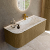Mondiaz KURVE-DLUX Ensemble de meuble salle de bain - 115x46x40cm - 1 tiroir - 1 porte - lavabo en solid surface - droite - 1 trou de robinet - Dusk SW1415472