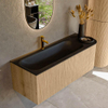 MONDIAZ KURVE 125cm Meuble salle de bain avec module 25 D - couleur Oak - 1 tiroir - 1 porte - vasque BIG MEDIUM gauche - 1 trou de robinet - Urban SW1138378