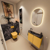 MONDIAZ TURE-DLUX Meuble WC 60cm Ocher. Lavabo EDEN Lava position gauche. Avec 1 trou de robinetterie. SW1103913