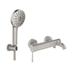Grohe Essence New Badmengkraan - 29.8cm - Vitalio Joy Badset - ronde handdouche - 3 straalsoorten - met houder - Brushed Supersteel (RVS) SW1565460