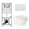 QeramiQ Salina Pack WC - sans bride - réservoir encastré Geberit - à fond creux WC suspendu - fermeture douce - déverrouillage rapide - boutons ronds - blanc SW791645